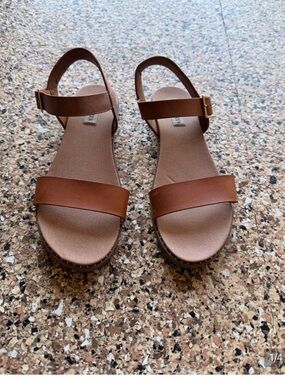 Steve Madden Brown Leather Open-Toe Slingback Sandals